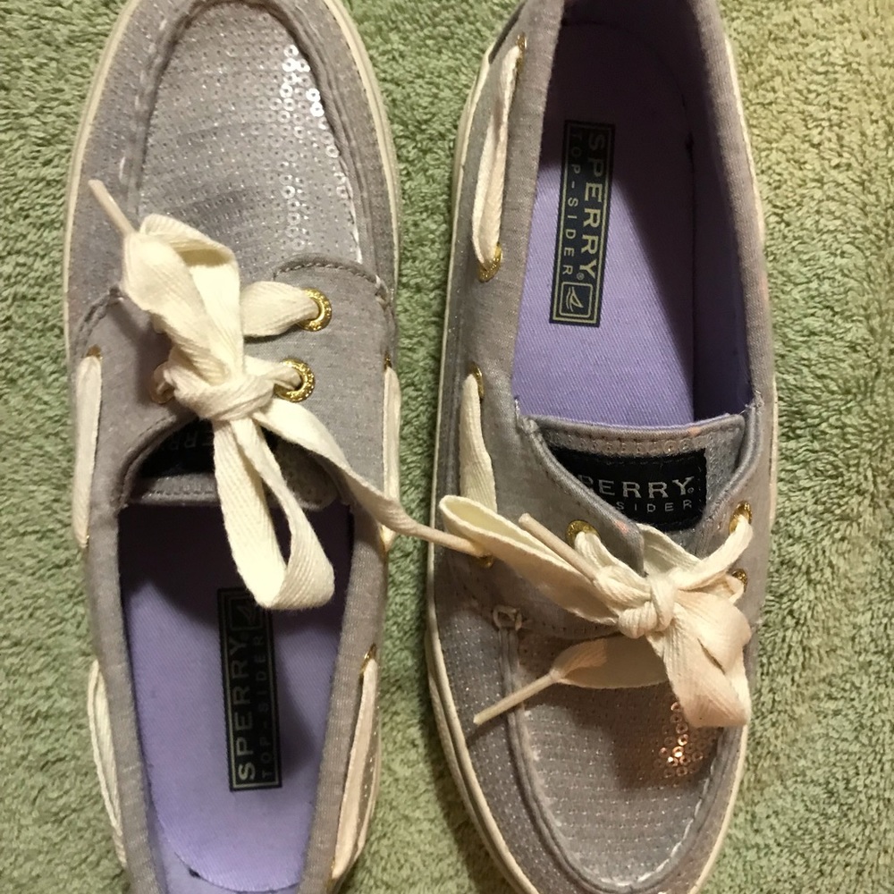 Grey Sequin Sperrys